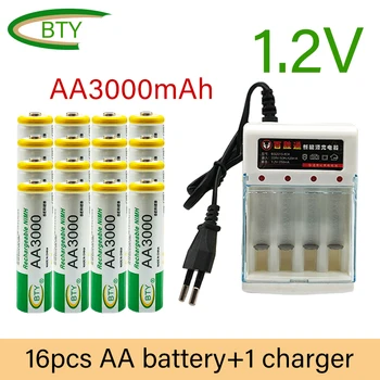 1.2 V AA 3000mAh NiMH Аккумуляторная батарея + AAA Батарея 1350MA 1.2VAAA Аккумулятор для MP3, мобильного радиоуправляемого устройства, для игрушек со светодиодным фонариком Aa1.2v