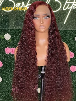 13x4 Прозрачный Кружевной фронтальный парик шоколадно-коричневого бордового цвета Кудрявые парики 13x6 HD Кружевные фронтальные парики из человеческих волос Парики для женщин