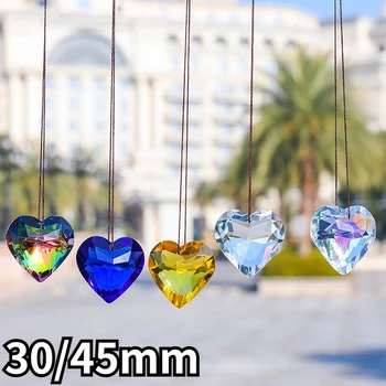 45 мм Прозрачный Красочный Кристалл в форме персикового сердца, Подвесная Люстра 