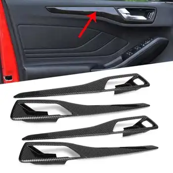 4шт Внутренняя Дверная ручка Чаши Накладок Расширенная замена в стиле углеродного волокна для Ford Focus Седан/Хэтчбек 2019-2021 гг.