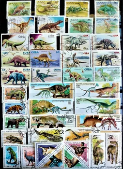 50 шт. / лот Марки с доисторическими динозаврами, все разные из многих стран, почтовые марки с маркировкой 