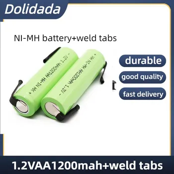 Batterie NiMH Rechargeable 1.2V AA 1200mAh, Avec Cosse De Soudage Pour Radio-réveil, Jeu Vidéo, Détecteur De Fumée Sans Fil