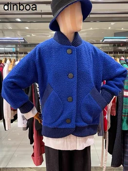 Dinboa-2022 Женские топы, куртка осенне-зимнего дизайна, унисекс, синяя куртка с вышитой пряжкой Planet