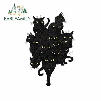 EARLFAMILY 13 см x 9 см для группы черных кошек Наклейки на фургон, багажник мотоцикла, индивидуальные окна, Водонепроницаемое украшение