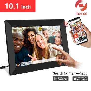 FRAMEO WiFi Цифровая фоторамка с 10,1-дюймовым сенсорным экраном HD IPS 16G Поддержка памяти с автоматическим поворотом Делитесь фотографиями и видео через бесплатное приложение