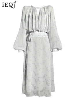 IEQJ Нежный французский высококачественный женский комплект из 2 предметов (продается отдельно) Блузки с длинными рукавами и принтом, юбки-бандажи с высокой талией 3W7437