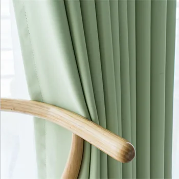 Nordic современный стиль сплошной цвет занавески для гостиной спальни имитация шелковой занавеской 70% затенение Окна Шторы для дома на заказ