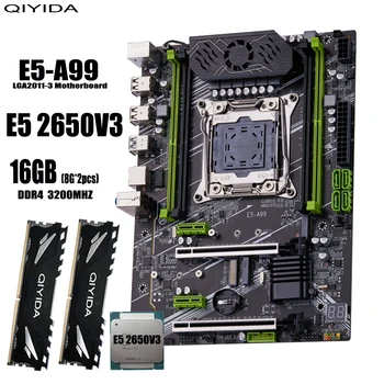 QIYIDA X99 Комплект материнской платы Xeon E5 2650 V3 CPU LGA 2011-3 процессор 16G = 2 * 8G Оперативная память DDR4 NVME M.2 WIFI E5 A99