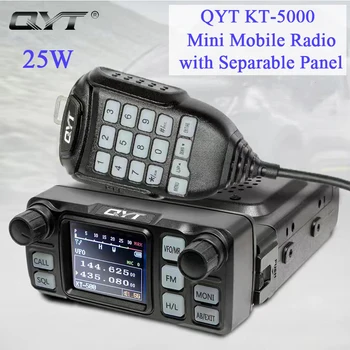 QYT KT-5000 Автомобильное Радио Мини-Мобильная Ветчина Walkie Talkie 25 Вт 10 КМ УКВ Двухдиапазонный с Отделяемой Панелью ЖК-Экрана