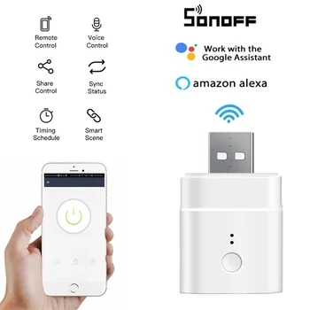 SONOFF Wifi Mini USB Адаптер Micro 5V Беспроводной Умный Выключатель Питания Поддержка eWeLink APP Control Alexa Google Home Automation
