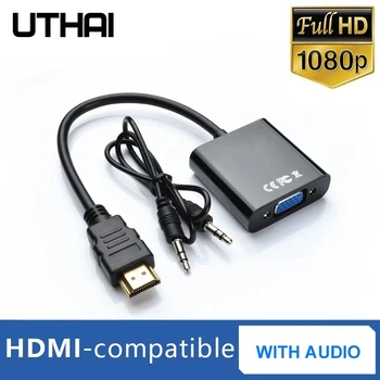T20 HDMI-compatible1080P-VGA Адаптер С 3,5 мм Аудиокабелем 4K HD Digital Для Ноутбука, Планшета, Преобразователя HDMI Male в VGA Famale