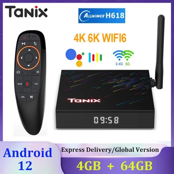 TANIX TX68 Smart TV BOX Android 12 4G 32G 64G Allwinner H618 2,4G и 5G Wifi6 6k 4k Медиаплеер Телеприставка PK T95Z PLUS X98H PRO