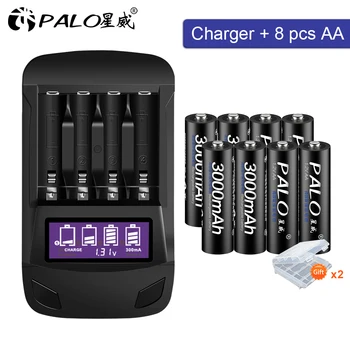 Аккумуляторная батарея AA AA NiMH 1,2 В 2A Предварительно заряженные батарейки с низким саморазрядом Bateria aa и умное зарядное устройство для AA AAA