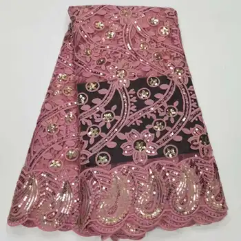 Африканская кружевная ткань 2023 новейшая розовая индийская ткань сари из высококачественного тюля с блестками кружевная ткань для свадебного платья YYZ82