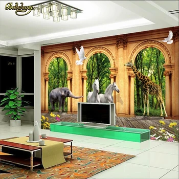 бейбеханг Изготовленный на Заказ Лесной слон лошадь papel de parede Фотообои Большая Фреска Фон Гостиной Обои 3D Обои