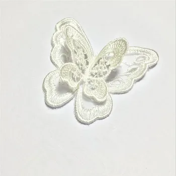 Белые кружевные нашивки с 3D бабочкой на одежде, Вышитая нашивка, аксессуар 