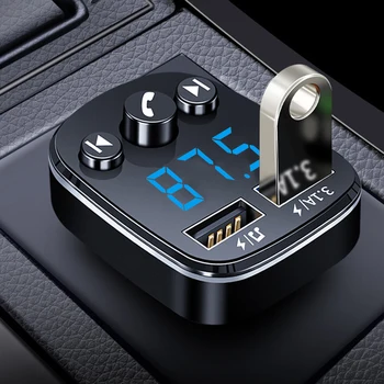 Беспроводная громкая связь Автомобильный Bluetooth 5.0 FM-передатчик Аудио Музыкальный приемник Автоматический MP3-плеер Двойной USB 3.1A Быстрое зарядное устройство