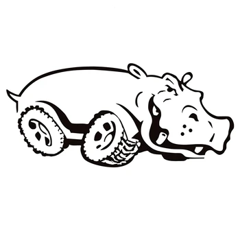 Виниловые автомобильные наклейки с изображением бегемота на колесах, дизельные наклейки для бездорожья на бампере и заднем стекле, аксессуары для интерьера и экстерьера