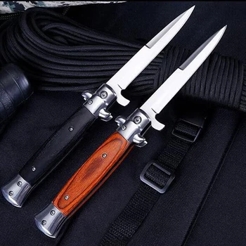 Военный нож, Охотничий Тактический Складной нож, лезвие из стали 440 + Деревянная ручка, Карманный нож для выживания, Походные ножи EDC Tool