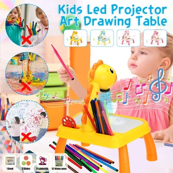 Детские игрушки для рисования, стол для светодиодного проектора, детская доска для письма, стол для рисования, Музыкальная проекция, развивающие игрушки для детей