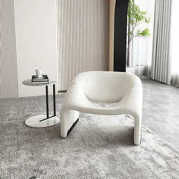 Диван-кресло из овечьего флиса, дизайнерский стул в скандинавском стиле, Легкая роскошная мебель, Простой дом для отдыха, гостиная, Белый стул