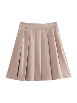 Женская винтажная плиссированная юбка YENKYE 2023 с завышенной талией и боковой молнией длиной до колен