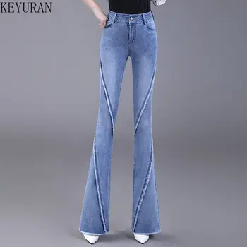 Женские джинсы 2023, Весенняя новинка, тонкие джинсовые расклешенные брюки с кисточками и высокой талией, джинсы-бойфренды для женщин, уличные брюки
