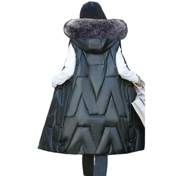 Женский водонепроницаемый жилет из искусственного меха, длинное пальто, женский пуховик, Новинка 2023 года, осенне-зимняя верхняя одежда, пуховик, женская куртка без рукавов