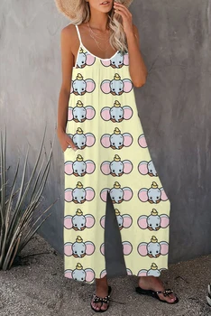 Женский Новый летний комбинезон на подтяжках с мультяшным принтом Disney Stitch Dumbo, модная уличная повседневная одежда 2023 года