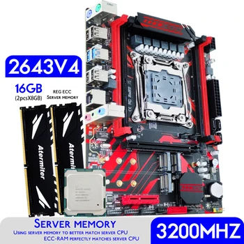 Комплект материнской платы Atermiter X99 D4 с процессором Xeon E5 2643 V4 CPU LGA 2011-3 DDR4 16GB (2 X 8GB) 3200 МГц REG ECC RAM