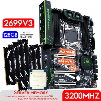 Комплект материнской платы HUANANZHI X99 F8 с процессором E5 2699 V3 CPU 128 ГБ (8 X 16G) оперативной памяти DDR4 ECC LGA 2011-3 Kit M.2 NVME ATX