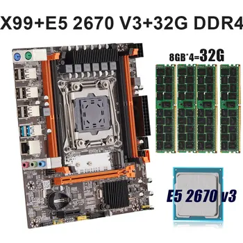 Комплект Материнской платы Xeon X99 с процессором Xeon E5 2670V3 Placa Mae X99 Поддерживает SATA3.0 USB 3.0 NVME M.2