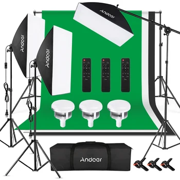 Комплект освещения для фотосъемки Andoer Софтбокс с фоном для студийного портрета Фото продукта запись потокового видео в прямом эфире