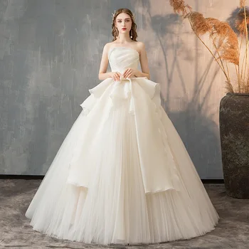 Легкое свадебное платье 2021 года Для Новой Невесты, простое бальное платье без бретелек, es Vestidos De Novia 