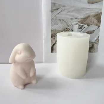 Милый Кролик, Стоящая Мультяшная свеча, Силиконовая форма, Сделай САМ, Маленький Кролик, Гипсовая форма