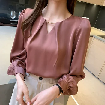 Модная женская рубашка с длинными рукавами с темпераментом 2023, весенне-осенняя шифоновая рубашка, французская блузка с V-образным вырезом, женская одежда