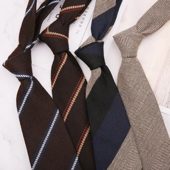 Модный классический 8-сантиметровый полосатый шерстяной галстук в корейском британском стиле для мужчин, деловой Повседневный Свадебный галстук, подарочный галстук