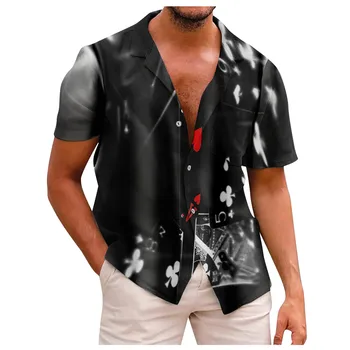 Мужская рубашка с винтажным принтом, Свободная Летняя мода 2023 года, Гавайская рубашка в стиле Харадзюку С короткими рукавами, Элегантная Мужская рубашка в стиле Аниме, camisas