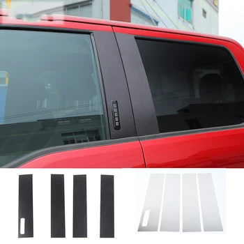 Наклейка с рисунком окна из нержавеющей стали и углеродного волокна для отделки центральной стойки Ford F150 2021 up Автомобильные аксессуары для экстерьера