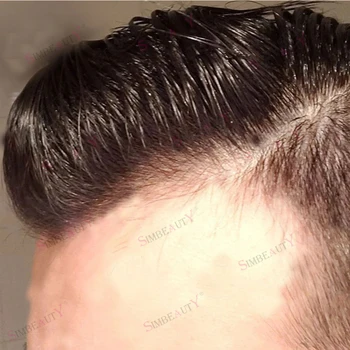 Натуральная линия роста волос, сверхпрочные мужские парики-парики из тонкой кожи, 100% человеческие волосы, коричнево-черные, полностью заменяющие капиллярный протез из искусственной кожи.