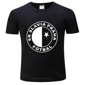 новая модная футболка для мужчин с круглым вырезом, футболки SK Slavia Praha, футболка с принтом Чешской Республики Прага, мужская хлопковая футболка