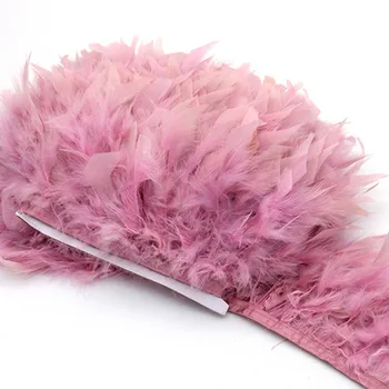 Отделка из перьев индейки длиной 10 м, кожа с бахромой, Розовые перья Марабу для украшения юбок, поделки