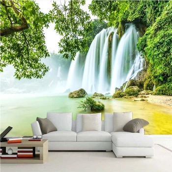 пейзаж Зеленого водопада бейбехан красивый простой и четкий HD фон стены на заказ большая фреска зеленые обои