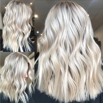 Пепельно-платиновый блондин из человеческих волос, полностью кружевные парики с пепельными корнями HD 13x4, кружевной фронтальный парик для женщин, Девственные волосы, свободная волна, бесклеевой 180%