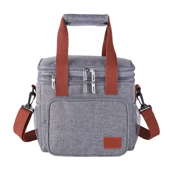 Передний карман двухслойной изолированной сумки для ланча для пеших прогулок, офиса, пляжа.