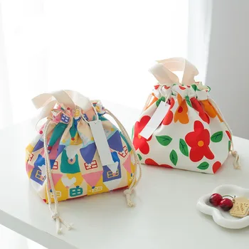 Переносная сумка для ланча на шнурке для работы, сумка для ланча в японском стиле, школьная сумка для ланча, Симпатичная сумка для хранения продуктов большой емкости