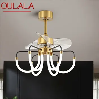 Потолочный вентилятор OULALA в постмодернистском стиле с подсветкой, светодиодное освещение с дистанционным управлением для дома, столовой, спальни