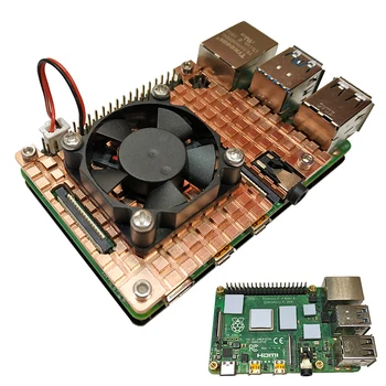 Радиатор из чистой меди, Защитный чехол для Raspberry Pi 4, Охлаждающий вентилятор, Защитная оболочка, Металлический корпус для Raspberry Pi 4B Mod