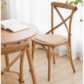 Ретро Французский обеденный стул из массива дерева, Плетение из ротанга, Обеденные стулья, мебель для гостиной, стул со спинкой