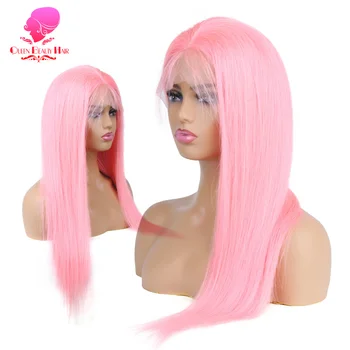 Розовые парики из человеческих волос с кружевом спереди плотностью 180 210, предварительно выщипанные прямые Бразильские парики из человеческих волос Remy 13x4, красные парики спереди для женщин